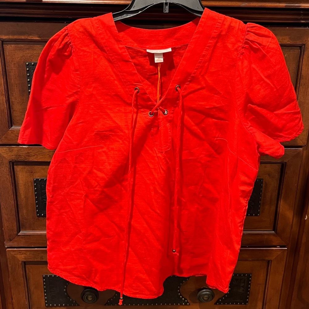 Knox rose warm orange size medium blouse NWT